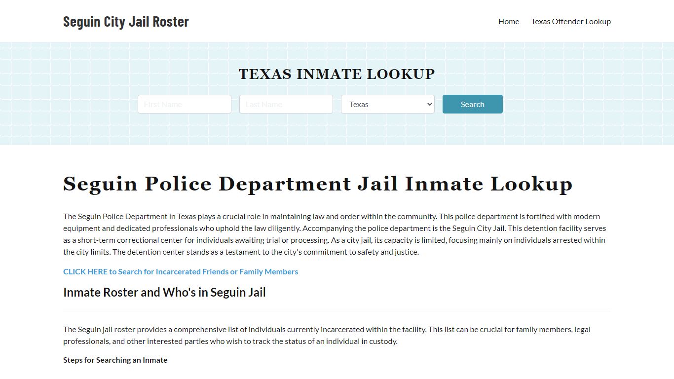 Seguin Police Department & City Jail, TX Inmate Roster, Arrests, Mugshots